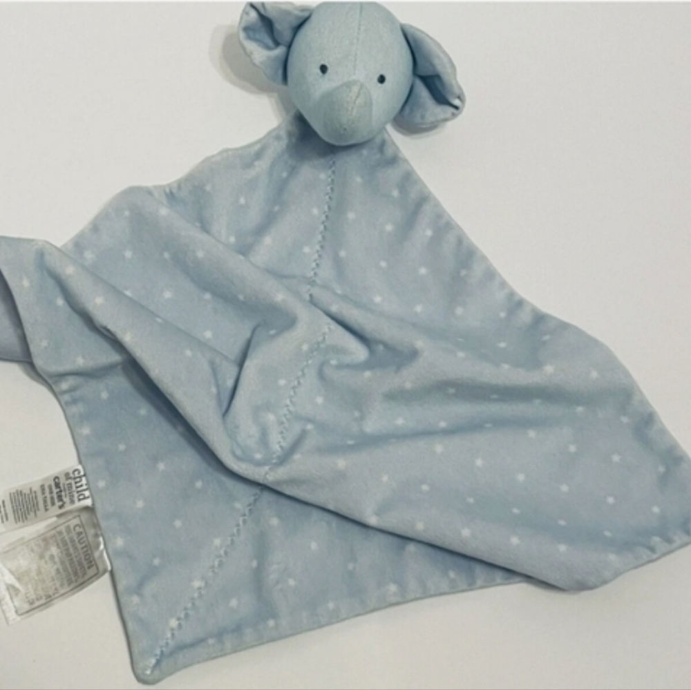 Child Of Mine By Carter's Blue Elephant Rattle Security Blanket